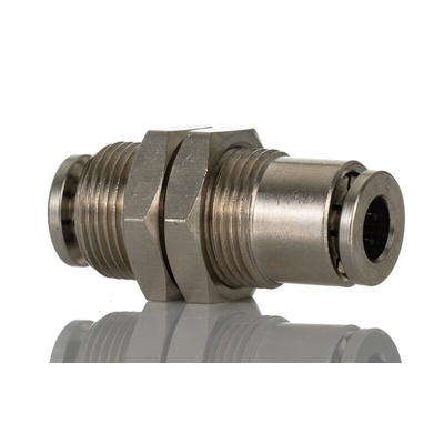 Norgren PNEUFIT 10 Series Straight Threaded Adaptor, Push In 6 mm to Push In 6 mm, Threaded Connection Style