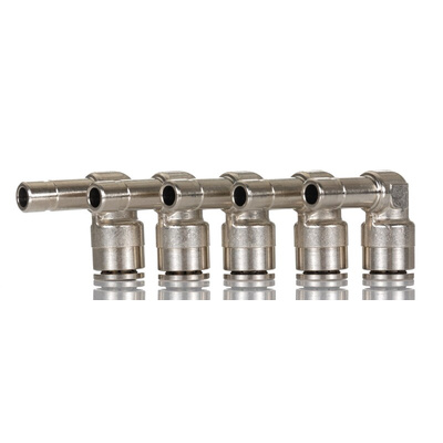Norgren PNEUFIT 10 Series Straight Fitting, Push In 8 mm to Push In 8 mm, Tube-to-Tube Connection Style, 10043