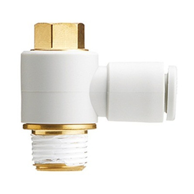 SMC KQ2 Series Elbow Fitting, M5 x 0.8 to Push In 4 mm, Threaded-to-Tube Connection Style