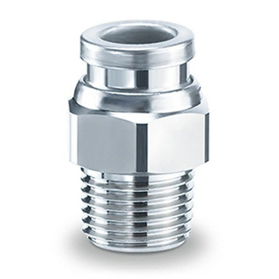 SMC KQB2 Series Male Connector, G 1/4 to Push In 10 mm, Threaded-to-Tube Connection Style