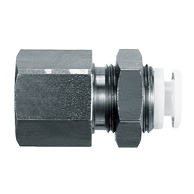 SMC KGE Series Bulkhead Threaded-to-Tube Adaptor, Rc 1/8 to Push In 6 mm, Threaded-to-Tube Connection Style