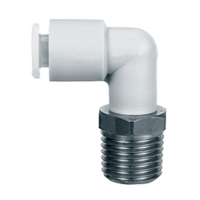 SMC KG Series Male Stud Elbow, R 1/8 to Push In 8 mm, Threaded-to-Tube Connection Style