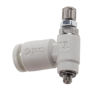 SMC AS Series Threaded Speed Controller, M3 x 0.5 Male Inlet Port x M3 x 0.5 Male Outlet Port x 4mm Tube Outlet Port