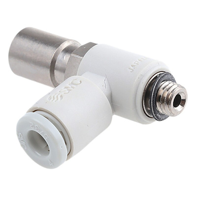 SMC AS Series Threaded Speed Controller, M5 x 0.8 Male Inlet Port x M5 x 0.8 Male Outlet Port x 4mm Tube Outlet Port