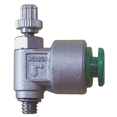SMC AS Series Threaded Speed Controller, R 1/8 Male Inlet Port x R 1/8 Male Outlet Port x 6mm Tube Outlet Port