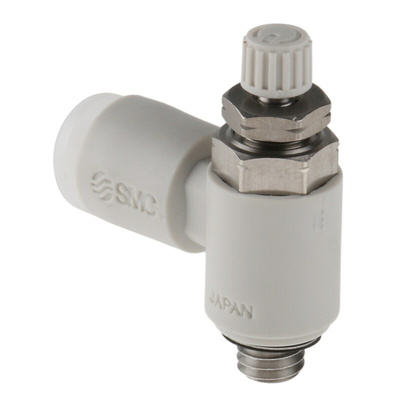 SMC AS-FG Series Threaded Speed Controller, M5 x 0.8 Male Inlet Port x M5 x 0.8 Male Outlet Port x 4mm Tube Outlet Port