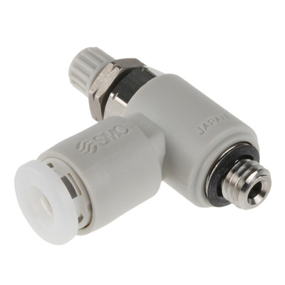 SMC AS-FG Series Threaded Speed Controller, M5 x 0.8 Male Inlet Port x M5 x 0.8 Male Outlet Port x 4mm Tube Outlet Port