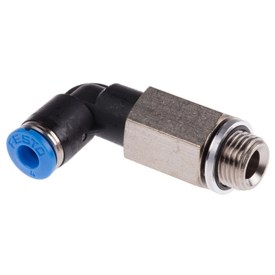 Festo QS Series Elbow Threaded Adaptor, G 1/8 Male to Push In 4 mm, Threaded-to-Tube Connection Style, 186127