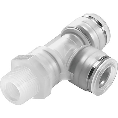 Festo NPQP Series Tee Threaded Adaptor Push In 4 mm, Push In 4 mm to Push In 4 mm, Threaded-to-Tube Connection Style,