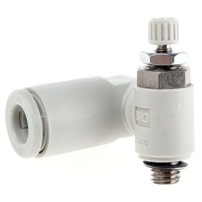 SMC AS Series Threaded Flow Regulator, M5 x 0.8 Male Inlet Port x M5 x 0.8 Male Outlet Port x 6mm Tube Outlet Port