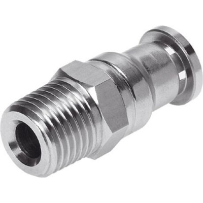 Festo Straight Threaded Adaptor, R 1/8 Male to Push In 6 mm, Threaded-to-Tube Connection Style, 162862