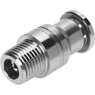 Festo Straight Threaded Adaptor, R 1/8 Male to Push In 8 mm, Threaded-to-Tube Connection Style, 132331