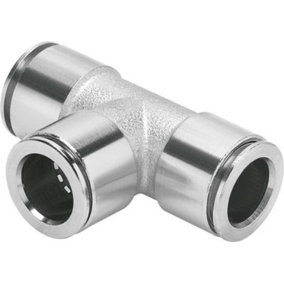 Festo NPQM-T-Q10-E-P10 Series Tee Tube-to-Tube Adaptor, Push In 10 mm to Push In 10 mm, Tube-to-Tube Connection Style,