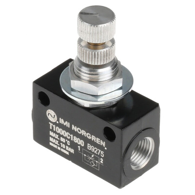 Norgren T1000 Series Threaded Flow Regulator, G 1/8 Female Inlet Port x G 1/8 Female Outlet Port