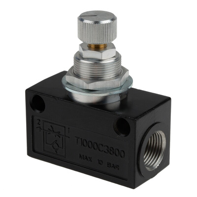 Norgren T1000 Series Threaded Flow Regulator, G 3/8 Female Inlet Port x G 3/8 Female Outlet Port