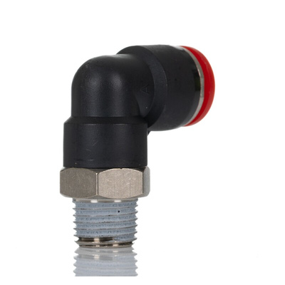 Norgren Pneufit C Series Swivel Elbow, R 1/4 to Push In 10 mm, Threaded-to-Tube Connection Style