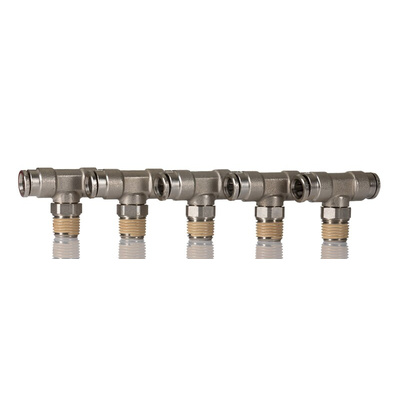 Norgren PNEUFIT 10 Series Straight Threaded Adaptor, R 1/4 Male to Push In 8 mm, Threaded-to-Tube Connection Style,