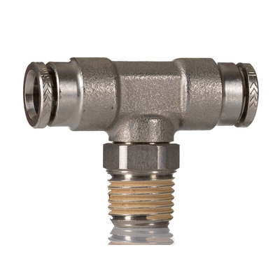 Norgren PNEUFIT 10 Series Straight Threaded Adaptor, R 1/4 Male to Push In 8 mm, Threaded-to-Tube Connection Style,