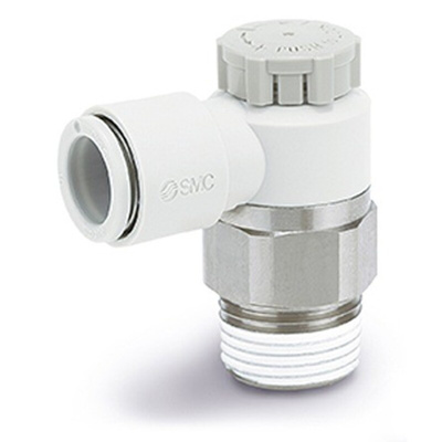 SMC AS Series Elbow Fitting, M5 x 0.8 to Push In 6 mm, Threaded-to-Tube Connection Style