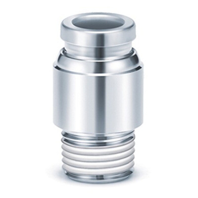 SMC KQB2 Series Hexagon Socket Head Male Connector, G 1/4 to Push In 10 mm, Threaded-to-Tube Connection Style