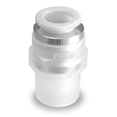 SMC KP Series Male Connector, R 1/4 to Push In 8 mm, Threaded-to-Tube Connection Style