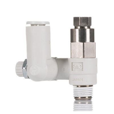 SMC ASP Series Threaded Flow Regulator, R 1/8 Male Inlet Port x 6mm Tube Outlet Port