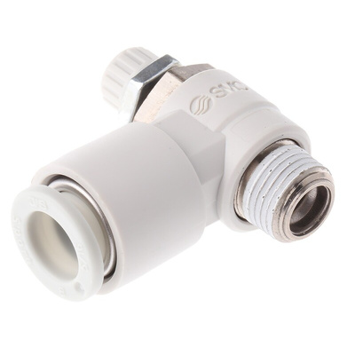SMC AS Series Threaded Speed Controller, R 1/8 Male Inlet Port x R 1/8 Male Outlet Port x 8mm Tube Outlet Port