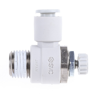 SMC AS Series Threaded Speed Controller, R 1/4 Male Inlet Port x R 1/4 Male Outlet Port x 6mm Tube Outlet Port