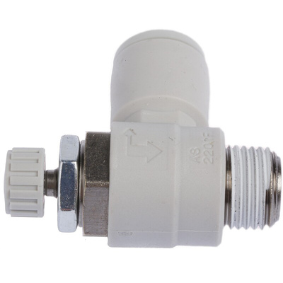 SMC AS Series Threaded Speed Controller, R 1/8 Male Inlet Port x R 1/8 Male Outlet Port x 6mm Tube Outlet Port