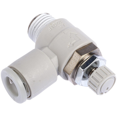 SMC AS Series Threaded Speed Controller, R 1/8 Male Inlet Port x R 1/8 Male Outlet Port x 6mm Tube Outlet Port
