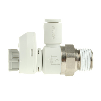 SMC AS Series Threaded Speed Controller, R 1/4 Male Inlet Port x 6mm Tube Outlet Port