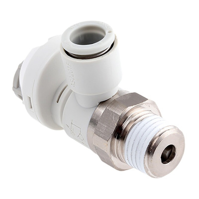 SMC AS Series Threaded Speed Controller, R 1/4 Male Inlet Port x 8mm Tube Outlet Port
