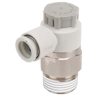 SMC AS Series Threaded Flow Controller, R 1/4 Male Inlet Port x 8mm Tube Outlet Port