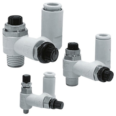 SMC ASD Series Threaded Speed Controller, R 3/8 Male Inlet Port x 8mm Tube Outlet Port