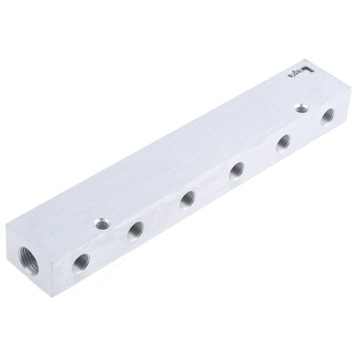 Legris3311 6 Outlet Pneumatic Manifold Threaded Fitting, G 1/4 G 1/8