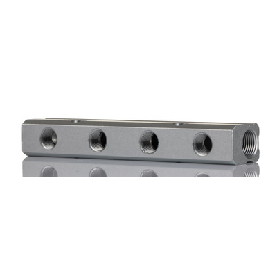 RS PRO 4 Outlet Manifold, G 3/8 G 1/4