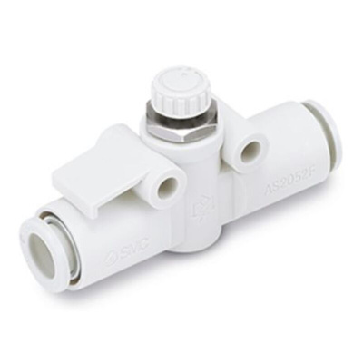 SMC AS2052F Series Threaded, Tube Flow Controller, 1/4 in Male Inlet Port, 8mm Tube Inlet Port x 1/4 in Male Outlet