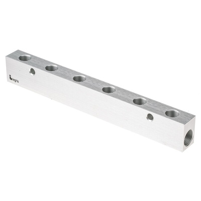 Legris3311 6 Outlet Manifold, G 3/8 G 1/4