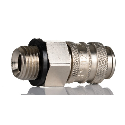 RS PRO Brass Male Pneumatic Quick Connect Coupling, G 1/4 Male Threaded