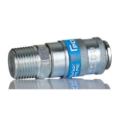PCL Steel Male Pneumatic Quick Connect Coupling, R 1/2 Male Threaded