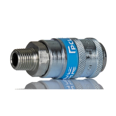 PCL Steel Male Pneumatic Quick Connect Coupling, R 1/4 Male Threaded