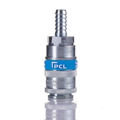 PCL Steel Male Pneumatic Quick Connect Coupling, 8mm Hose Barb