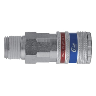 CEJN Brass, Stainless Steel Male Pneumatic Quick Connect Coupling, R 3/8 Male Threaded