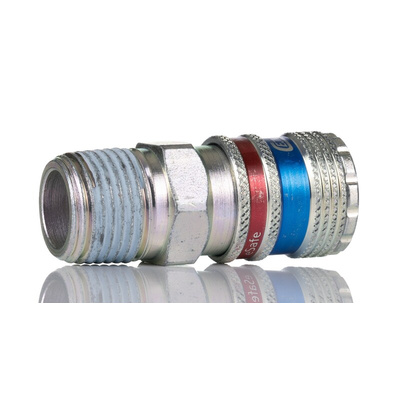 CEJN Brass, Stainless Steel Male Pneumatic Quick Connect Coupling, R 1/2 Male Threaded