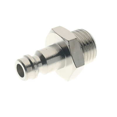 RS PRO Nickel Plated Brass Male Coupler Nipple, G 1/4 Male 1/4in Threaded
