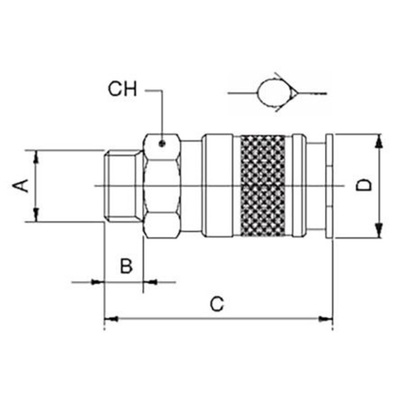 RS PRO Brass Female Quick Air Coupling, G 1/4 Male Threaded