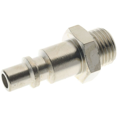 RS PRO Nickel Plated Brass Male Pneumatic Straight Threaded-to-Tube Adapter, 3/8 in Male 9mm Threaded, Tube