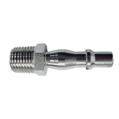 RS PRO Nickel Plated Steel Male Coupler Nipple, BSPT 1/4 in Male Threaded