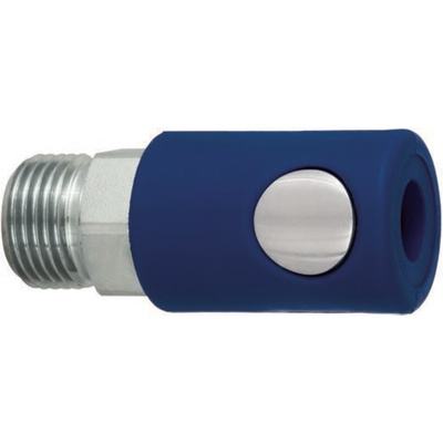 RS PRO Zinc Plated Steel Male Pneumatic Quick Connect Coupling, 1/4 in Male Threaded