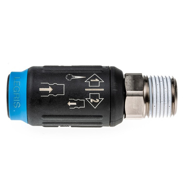 Legris Reinforced Polymer Male Pneumatic Quick Connect Coupling, R 1/2 Male Threaded
